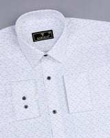 Gray Dots Printed White Color Satin Cotton Shirt