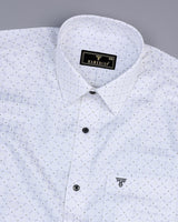 Gray Dots Printed White Color Satin Cotton Shirt