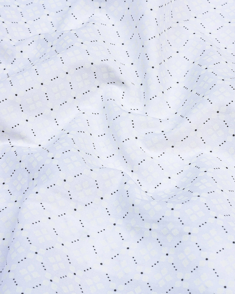 Gray Dots Printed White Color Satin Cotton Shirt