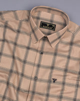 Stack Oat Brown With NavyBlue Twill Check Cotton Shirt