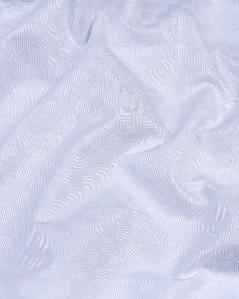 Jasmine White Self Checked Jacquard Premium Cotton Shirt