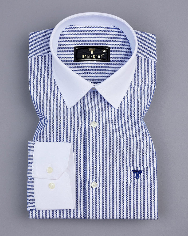 Atlanta Blue Bengal Stripe Oxford Cotton Designer Shirt