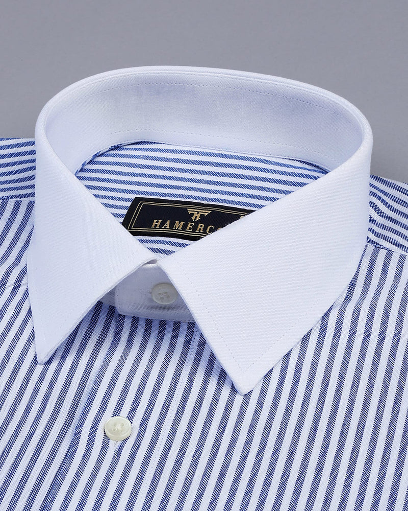 Atlanta Blue Bengal Stripe Oxford Cotton Designer Shirt