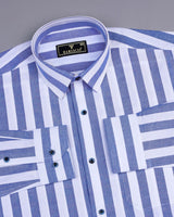 Ceniza Blue With White Broad Stripe Oxford Cotton Shirt