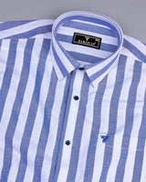 Ceniza Blue With White Broad Stripe Oxford Cotton Shirt