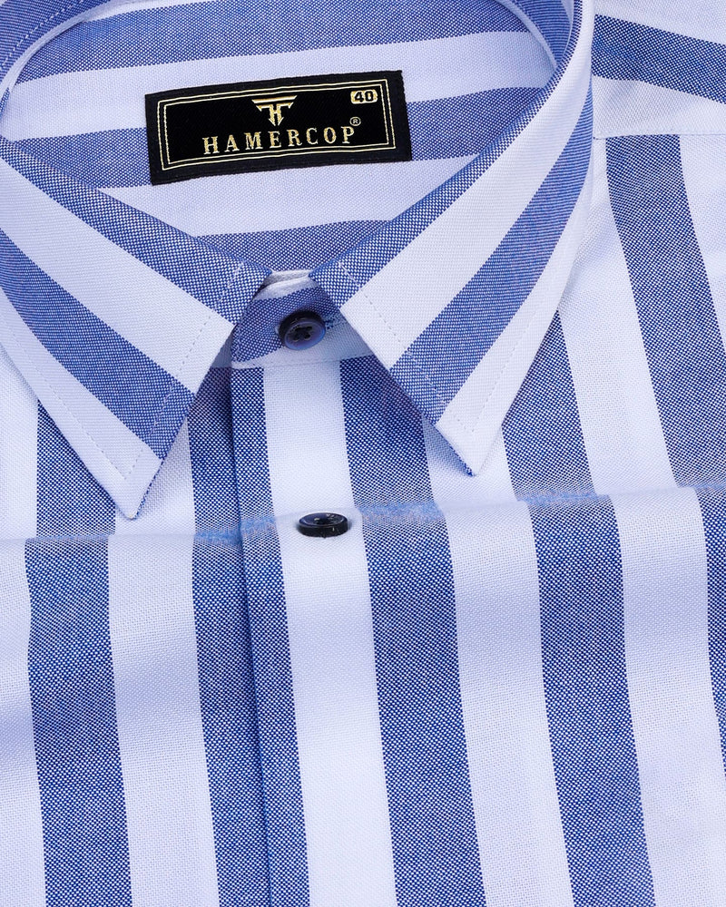 Blue & White Broad Stripe Oxford Shirt Hamercop Blue & White Broad Stripe Oxford Shirt Hamercop