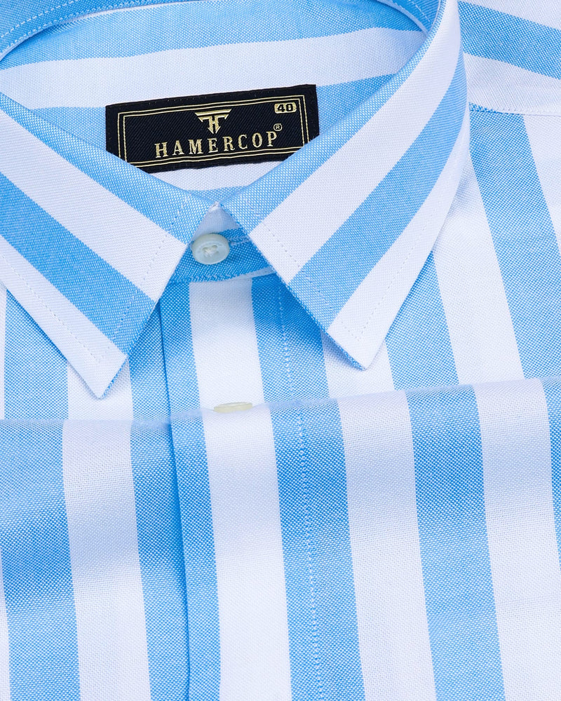 Skyblue & White Stripe Oxford Cotton Shirt Hamercop Skyblue & White Stripe Oxford Cotton Shirt Hamercop