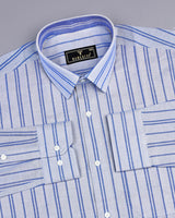 Porto Gray With Blue Stripe Oxford Cotton Formal Shirt
