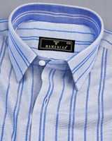 Porto Gray With Blue Stripe Oxford Cotton Formal Shirt