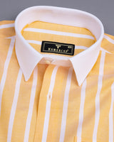 Ostend Yellow And White Stripe Oxford Cotton Designer Shirt