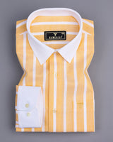 Ostend Yellow And White Stripe Oxford Cotton Designer Shirt