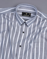 Ostend Gray And White Stripe Oxford Cotton Shirt