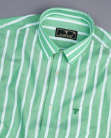 Ostend Green And White Stripe Oxford Cotton Shirt