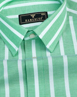 Ostend Green And White Stripe Oxford Cotton Shirt