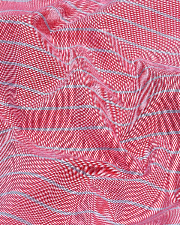 Lapis Pink With Gray Stripe Oxford Cotton Shirt