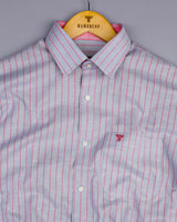 Lapis Gray With Pink Stripe Oxford Cotton Shirt