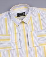 Mexico Yellow With Gray MultiStriped Oxford Cotton Shirt
