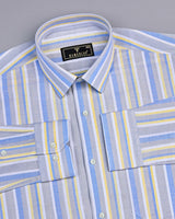 Vittorio Yellow With Gray MultiStriped Oxford Cotton Shirt