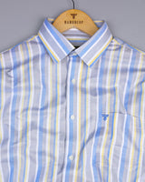 Vittorio Yellow With Gray MultiStriped Oxford Cotton Shirt