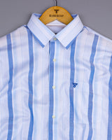 Carabet Blue With White Stripe Oxford Cotton Formal Shirt