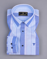 Oxido Blue With SkyBlue Stripe Oxford Cotton Formal Shirt