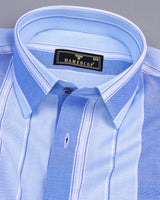 Oxido Blue With SkyBlue Stripe Oxford Cotton Formal Shirt