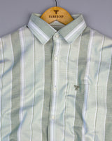 Oxido Light Green With White Stripe Oxford Cotton Formal Shirt