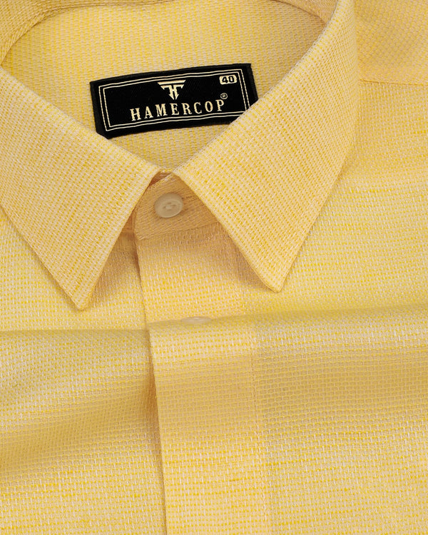 Banana Yellow Hexagon Shaped Dobby Cotton Shirt