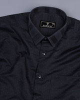 Black Weft Stripe With White Dotted Premium Dobby Cotton Shirt