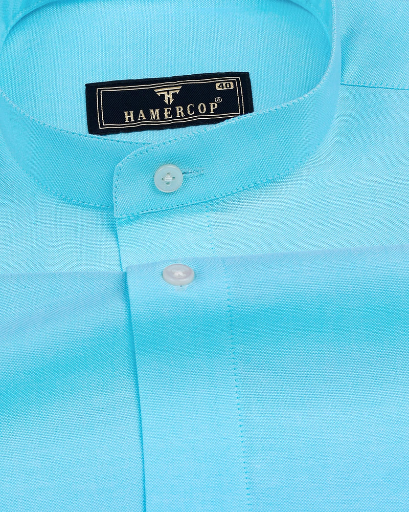 Aqua Blue Solid Oxford Cotton Formal Shirt – Hamercop
