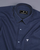 Oscar NavyBlue With White Dot Printed Cotton Shirt