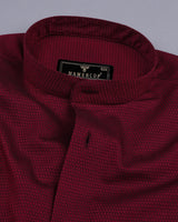 Glisten Beat Red Dobby Textured Cotton Shirt