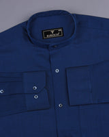 Glisten Blue Dobby Textured Cotton Shirt