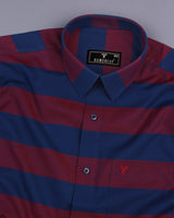 Red And Blue Broad Weft Stripe Oxford Cotton Shirt