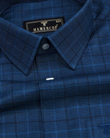 Chicago Blue With Black Check Formal Cotton Shirt