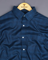 Chicago Blue With Black Check Formal Cotton Shirt