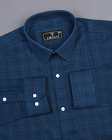 Chicago Blue With Black Check Formal Cotton Shirt