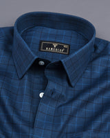 Chicago Blue With Black Check Formal Cotton Shirt