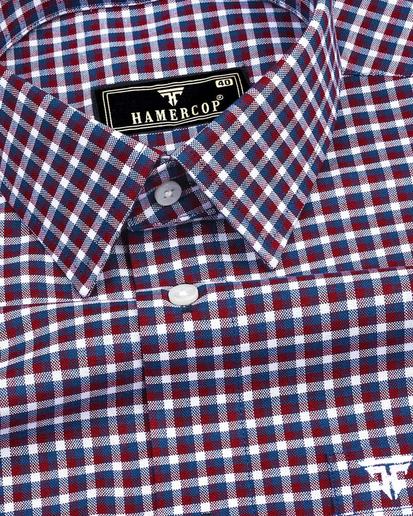 Sydney Red Multicolored Check Oxford Cotton Shirt
