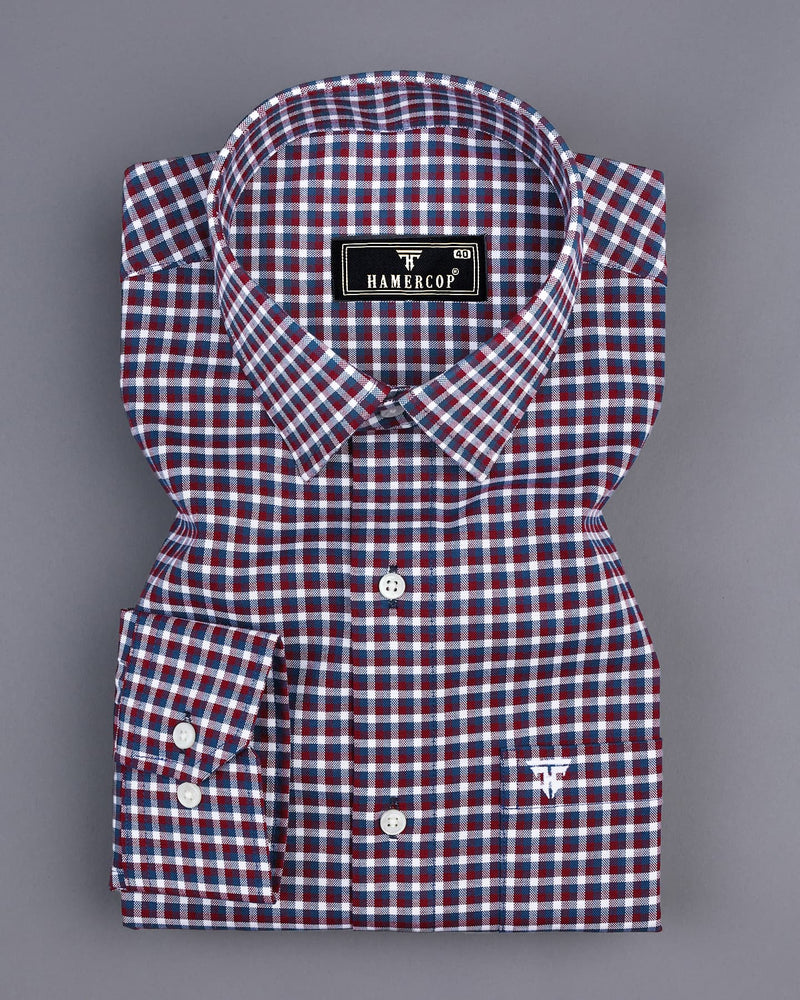 Sydney Red Multicolored Check Oxford Cotton Shirt