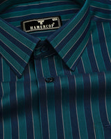 NavyBlue With Peacock Green Stripe Premium Cotton Shirt