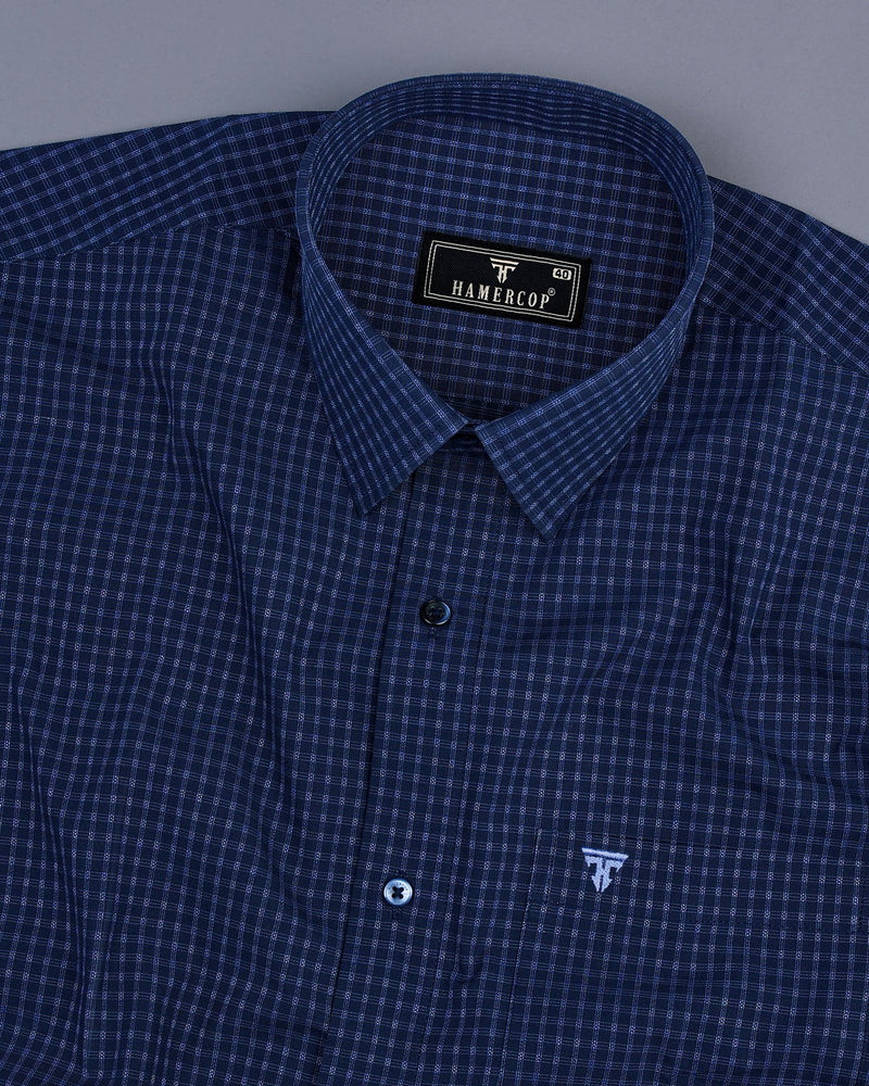 Broncos Blue With SkyBlue Check Formal Cotton Shirt