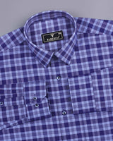 Bela Blue Twill Check Premium Cotton Formal Shirt