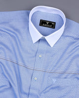 Cristos Blue Dobby Textured Designer Cotton Shirt