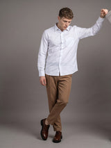Static White Self Weft Stripe Dobby Cotton Shirt