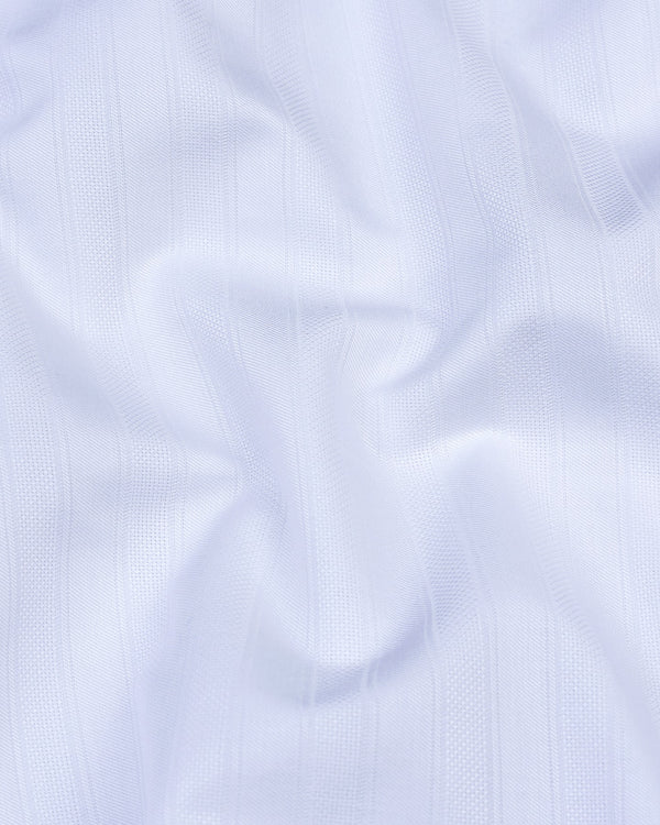 Static White Self Weft Stripe Dobby Cotton Shirt