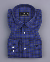 Cyrus Blue With Black Check Formal Cotton Shirt