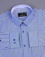 Arcade Blue With White Stripe Oxford Cotton Shirt