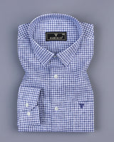 Fifa Blue With White Small Check Formal Cotton Shirt