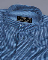 Cerulean Blue With SkyBlue Geometrical Printed Cotton Shirt